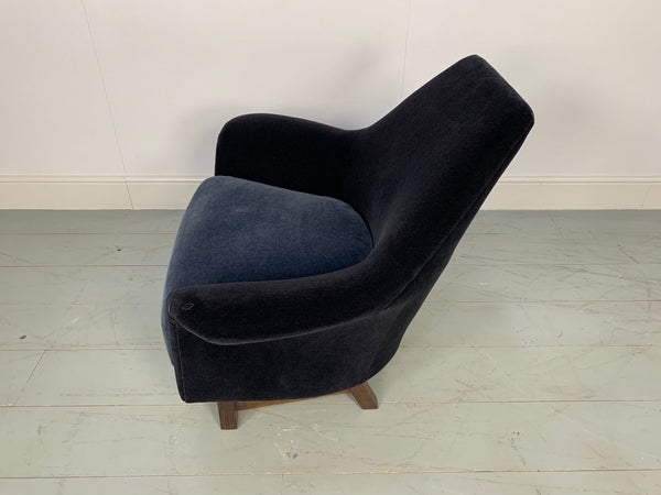 George Smith Justice Armchair by Tom Dixon in Black & Baltic Blue Mohair Velvet @ REHAUS