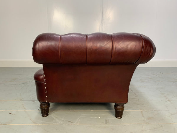 George Smith Leather Sofa - Early Victorian Chesterfield - Buttoned Sofa in Cinnamon Leather @ REHAUS