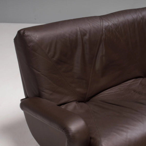 Howard Keith Vintage Brown Leather Sofa & Footstool - REHAUS - Howard Keith