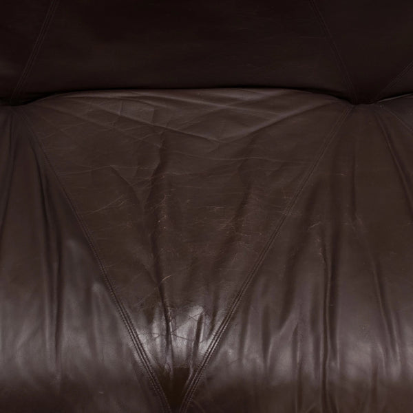 Howard Keith Vintage Brown Leather Sofa & Footstool - REHAUS - Howard Keith