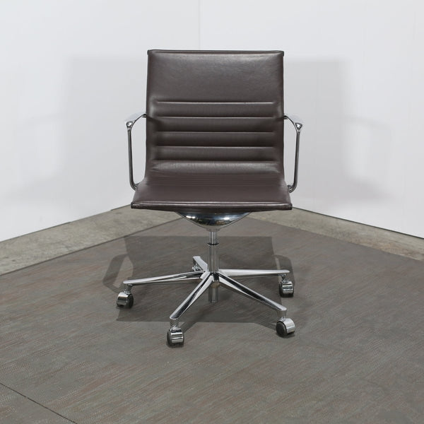 ICF Brown Leather and Aluminium Una Office Chair @ REHAUS