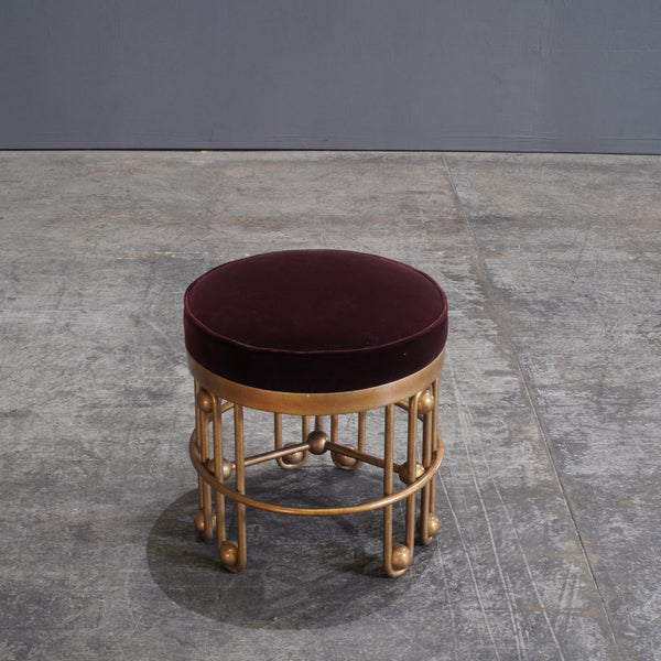 Julian Chichester Stool Gold and Aubergine Fabric Stool - REHAUS - Julian Chichester