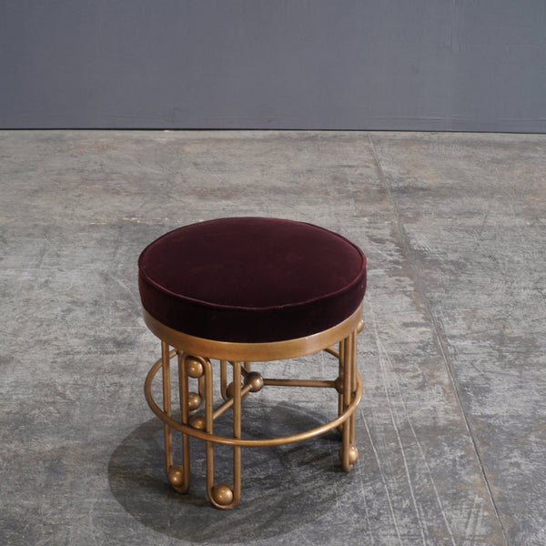 Julian Chichester Stool Gold and Aubergine Fabric Stool - REHAUS - Julian Chichester