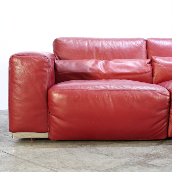 Kesterport Red Leather Living Room Set - Two Seater and Armchair @ REHAUS