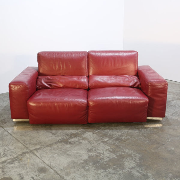 Kesterport Red Leather Living Room Set - Two Seater and Armchair @ REHAUS