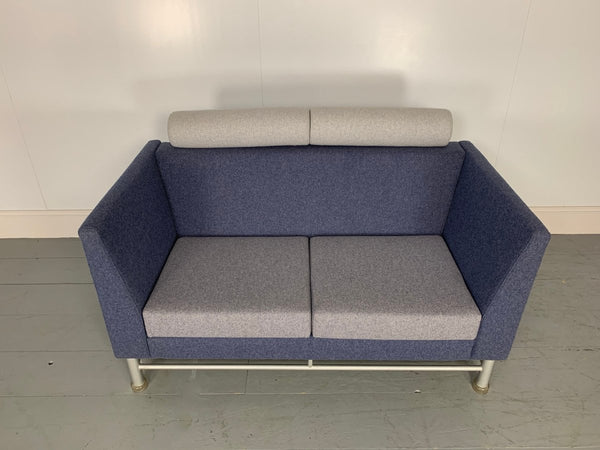 Knoll East Side Sofa by Ettore Sottsass in Blue and Grey Wool @ REHAUS