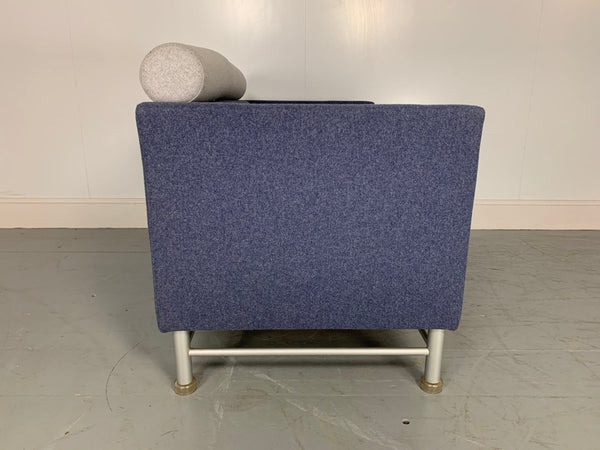 Knoll East Side Sofa by Ettore Sottsass in Blue and Grey Wool @ REHAUS