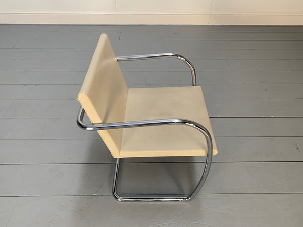 Knoll Studio Brno Armchair Suite in Chrome & Pale Ivory Leather, Set of six @ REHAUS