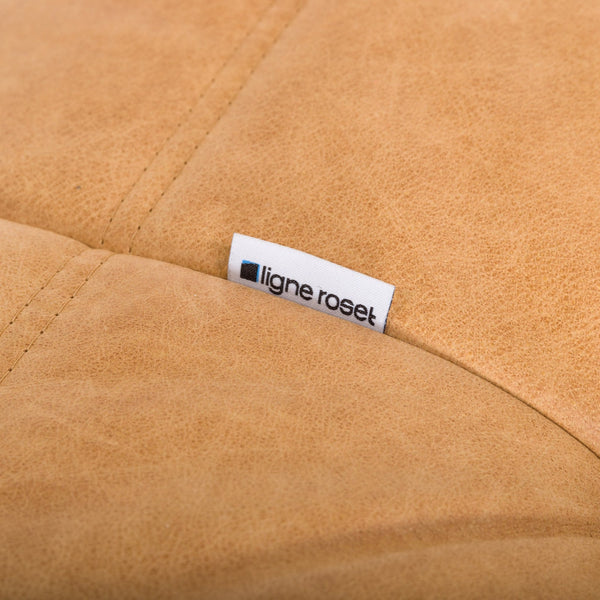 Ligne Roset by Michel Ducaroy Camel Brown Leather Togo, Set of Three - REHAUS - Michel Ducaroy