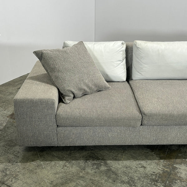 Ligne Roset Corner Grey Sofa with Leather Cushions @ REHAUS