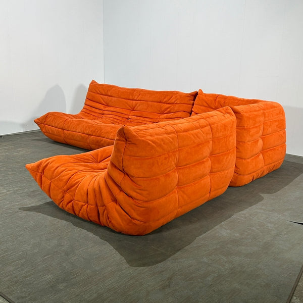 Ligne Roset Orange Modular Togo Sofa and Footstool by Michel Ducaroy, Set of Five @ REHAUS
