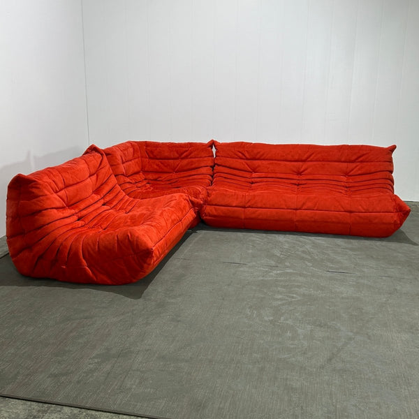 Ligne Roset Orange Modular Togo Sofa and Footstool by Michel Ducaroy, Set of Five @ REHAUS