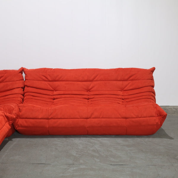 Ligne Roset Orange Modular Togo Sofa and Footstool by Michel Ducaroy, Set of Five @ REHAUS