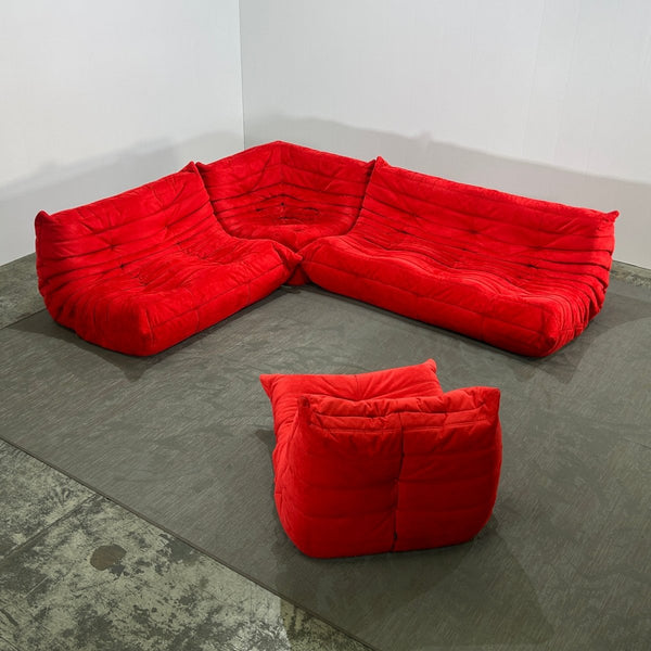 Ligne Roset Red Modular Togo Sofa by Michel Ducaroy, Set of Four @ REHAUS