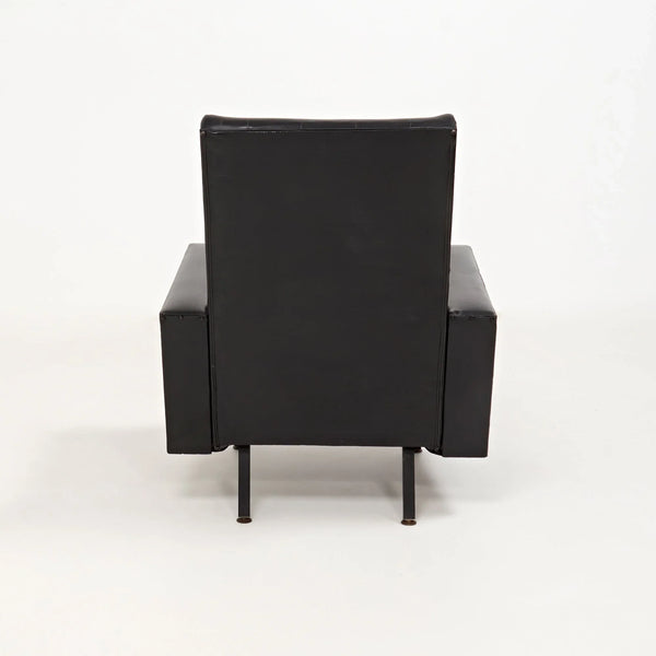 Mid Century Black Leather Pierre Guariche Style Armchairs, Set of 2 - REHAUS - Pierre Guariche