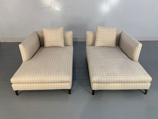 Minotti Andersen Chaise Sofas Daybed in Geometric Linen Fabric, Set of 2 @ REHAUS