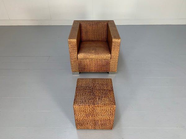 Minotti Suitcase Line Armchair & Ottoman - In Crocodile Leather @ REHAUS