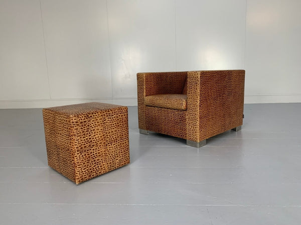 Minotti Suitcase Line Armchair & Ottoman - In Crocodile Leather @ REHAUS