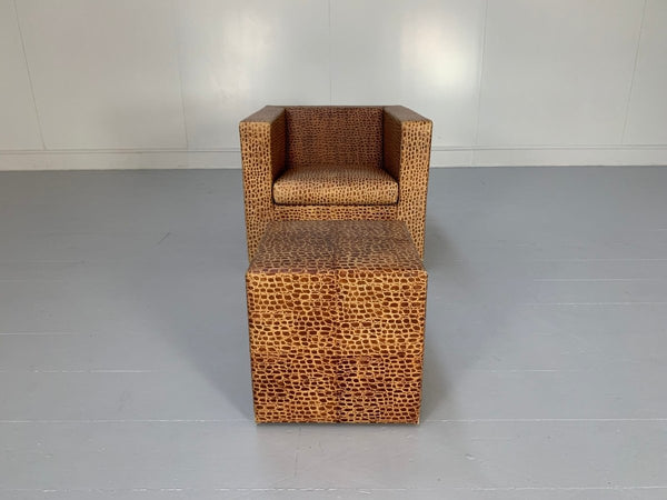 Minotti Suitcase Line Armchair & Ottoman - In Crocodile Leather @ REHAUS