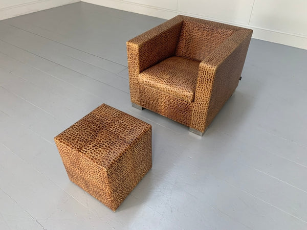 Minotti Suitcase Line Armchair & Ottoman - In Crocodile Leather @ REHAUS