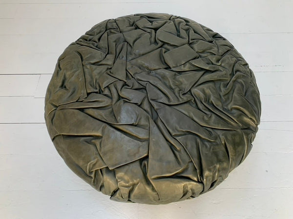 Pair of Baxter Brain Large Ottoman Footstool Pouf - In Dark - Grey Leather @ REHAUS
