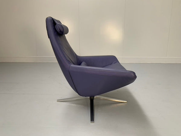 Pair of B&B Italia Metropolitan ME100 Armchairs - In Blue Gamma Leather @ REHAUS