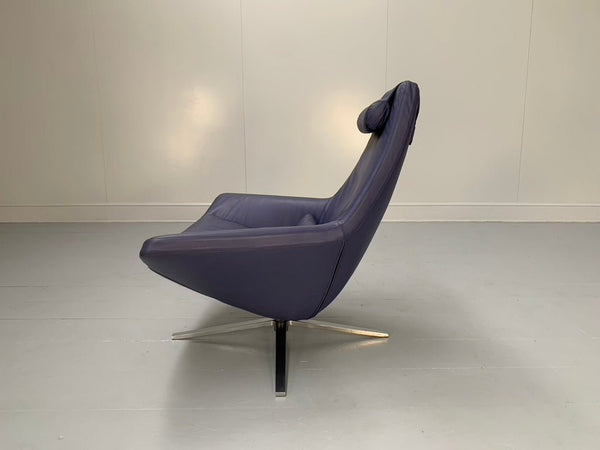 Pair of B&B Italia Metropolitan ME100 Armchairs - In Blue Gamma Leather @ REHAUS