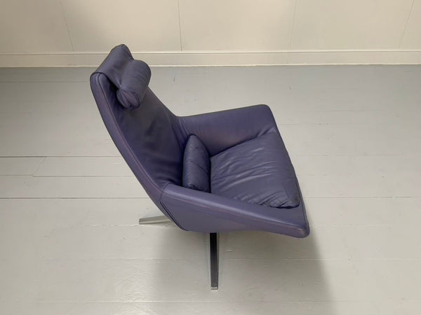 Pair of B&B Italia Metropolitan ME100 Armchairs - In Blue Gamma Leather @ REHAUS