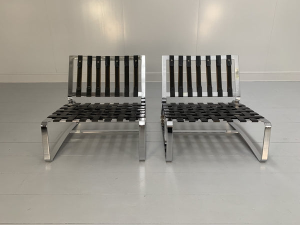 Pair of Minotti Delaunay Armchairs - In Pale - Brown Pelle Leather @ REHAUS