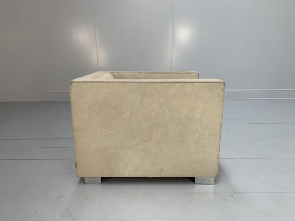 Pair of Minotti Suitcase Club Armchairs - In Pony Skin & Pelle Leather @ REHAUS