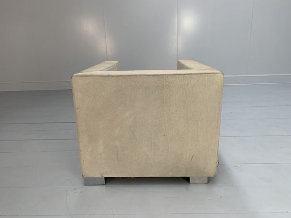 Pair of Minotti Suitcase Club Armchairs - In Pony Skin & Pelle Leather @ REHAUS