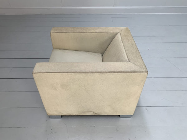 Pair of Minotti Suitcase Club Armchairs - In Pony Skin & Pelle Leather @ REHAUS