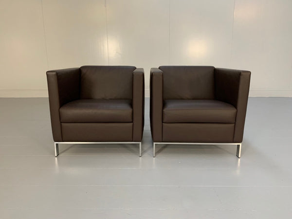 Pair of Walter Knoll Foster 500.10 Armchairs - In Dark - Brown Leather @ REHAUS