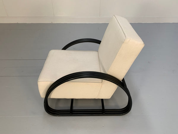 Ralph Lauren Hudson Street Lounge Chair Armchair - In Pale - Linen and Blackened - Metalwork @ REHAUS