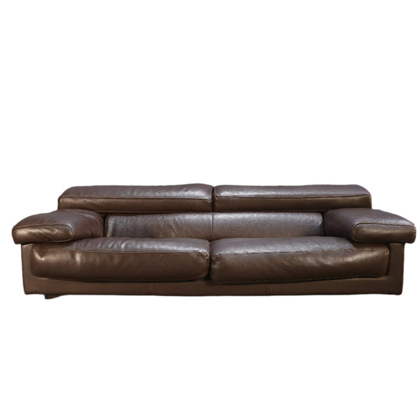 Roche Bobois Three Seater Brown Leather Sofa @ REHAUS