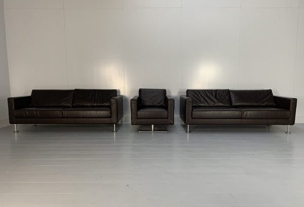 Vitra Park 2 Sofa & Armchair Suite - In Dark Brown Leather @ REHAUS