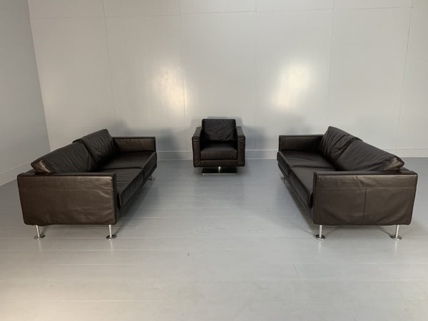 Vitra Park 2 Sofa & Armchair Suite - In Dark Brown Leather @ REHAUS
