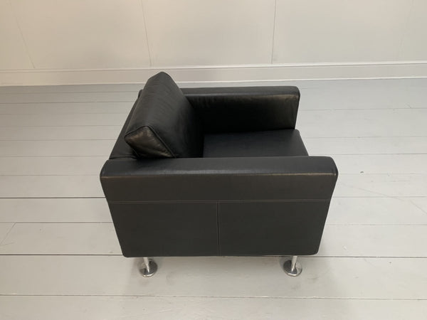 Vitra Park Armchair - In Jet Black Leather @ REHAUS