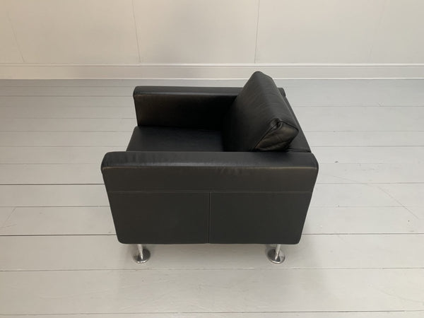 Vitra Park Armchair - In Jet Black Leather @ REHAUS