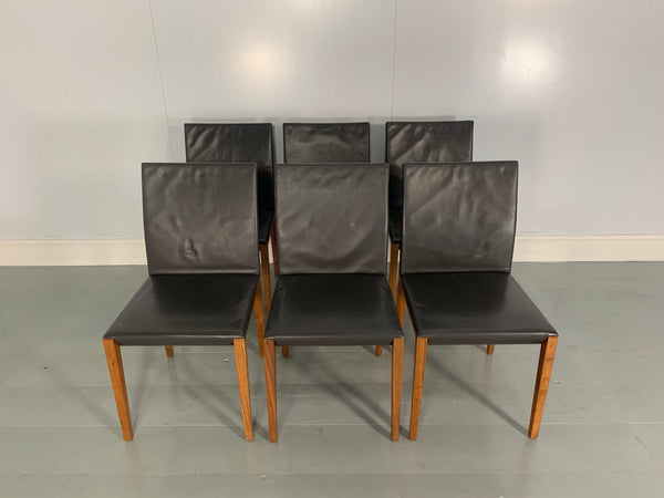 Walter Knoll Andoo 1100 Dining Chair - In Dark Brown Leather & Walnut,set of 6 @ REHAUS