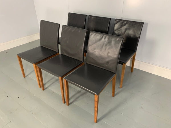 Walter Knoll Andoo 1100 Dining Chair - In Dark Brown Leather & Walnut,set of 6 @ REHAUS
