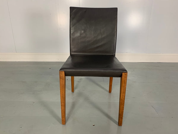 Walter Knoll Andoo Dining Chairs in Dark Brown Leather & Walnut, Set of 12 @ REHAUS
