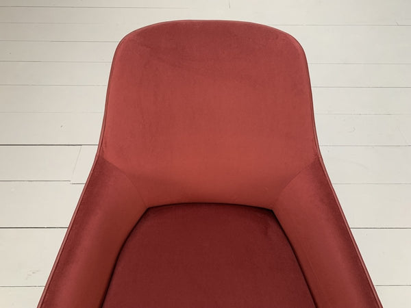 Walter Knoll Foster 521.10 Armchair - In Oxblood Velvet & Leather @ REHAUS