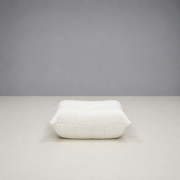 White Bouclé Togo Three Seater and Footstool, Set of Two @ REHAUS