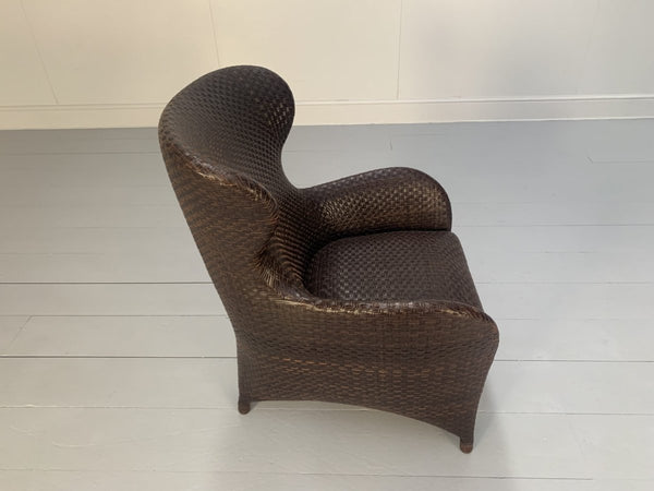 Woven Leather Armchair & Footstool - In Brown Leather @ REHAUS