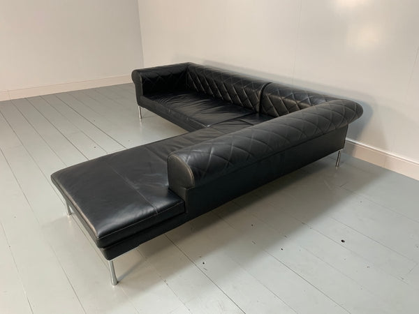 Zanotta 1320 Barocco Sofa - L - Shape 5 - Seat - In Black Pelle Leather @ REHAUS