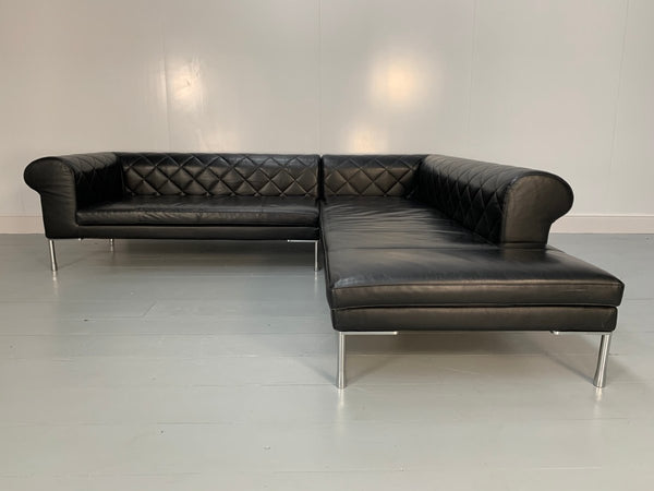 Zanotta 1320 Barocco Sofa - L - Shape 5 - Seat - In Black Pelle Leather @ REHAUS