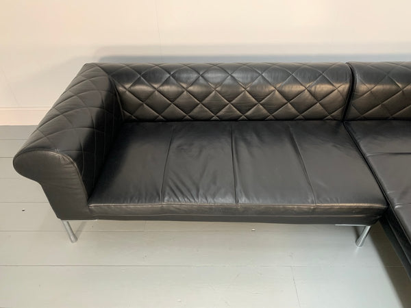 Zanotta 1320 Barocco Sofa - L - Shape 5 - Seat - In Black Pelle Leather @ REHAUS