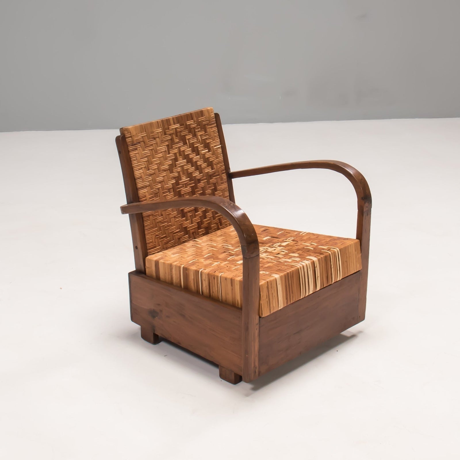 1920s Art Deco Teak & Cane Armchairs, Set of 2 - REHAUS - 1920's