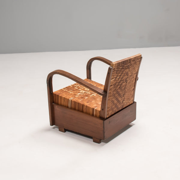 1920s Art Deco Teak & Cane Armchairs, Set of 2 - REHAUS - 1920's
